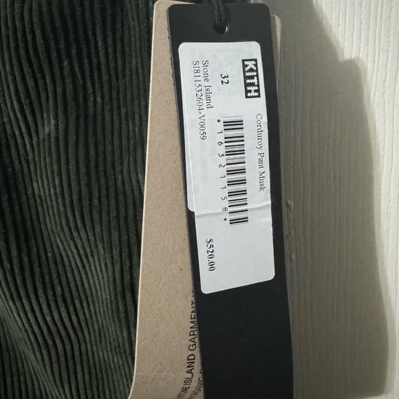 Stone Island Men's Green Corduroy Pants